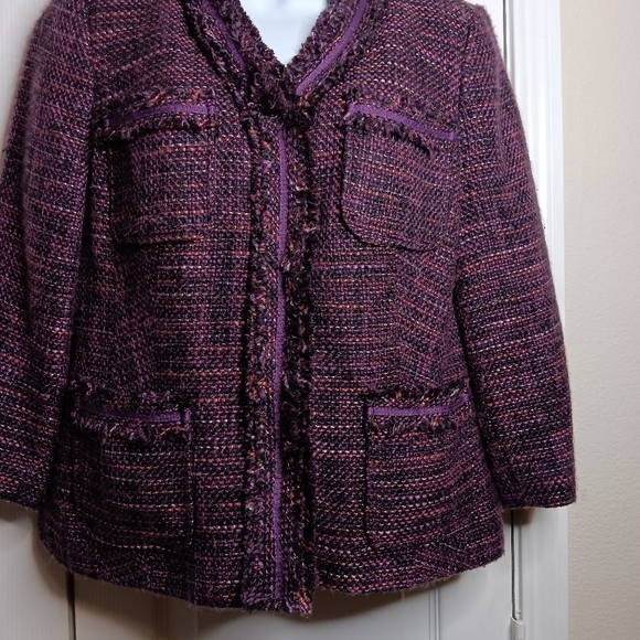 VINTAGE Charter Club Notch Style Jacket Purple & Pink Fringed Size M… - Picture 8 of 10